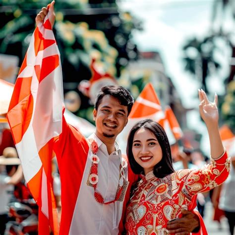 Premium Photo A Man And Woman Are Posing With A Flag That Says Quot