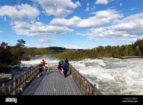 Sweden, Lapland, Norrbotten County, Storforsen waterfall, the biggest ...