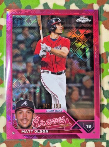 Topps Chrome Logofractor Matt Olson Fuscia Pink Refractor Sp