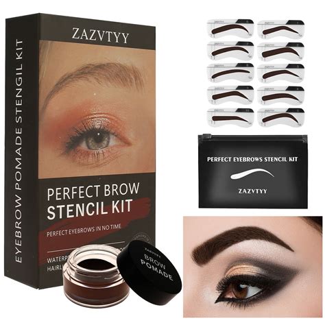 Eyebrow Stamp Stencil Kit Waterproof Eye Brow Stamping Set with 10 ...