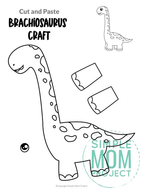 Dinosaur Cut and Paste Craft Templates - Simple Mom Project Store