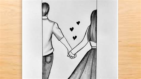 Romantic Couple Holding Hand Drawing Pencil Sketch Love Couple Drawing