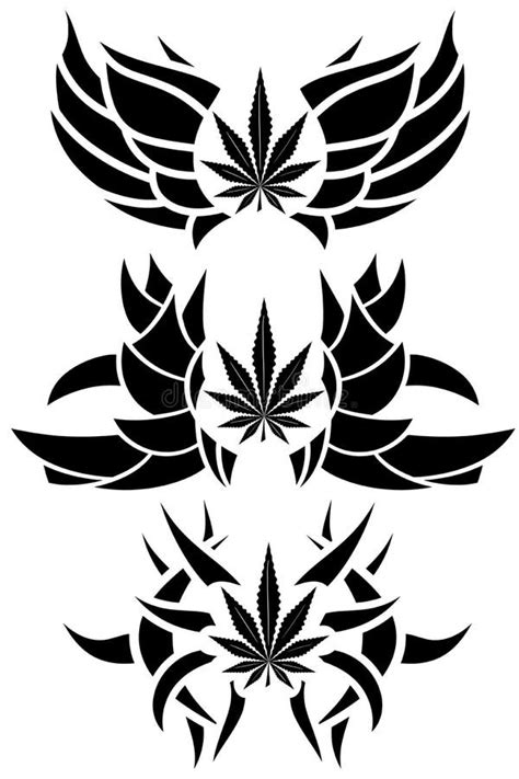 Weed Leaf Tattoo Stencil