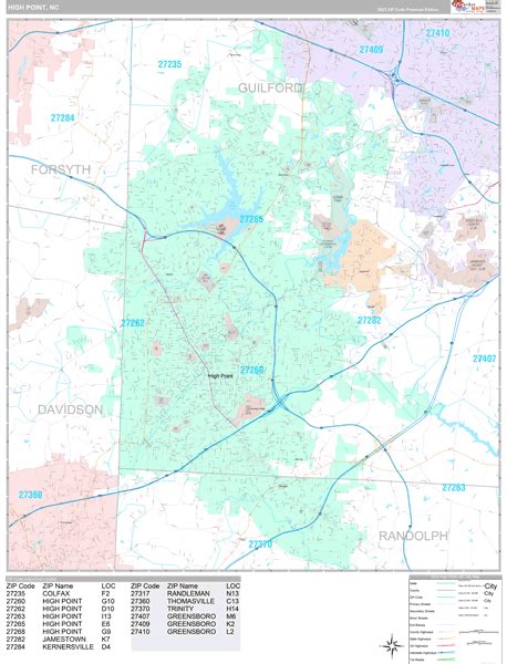 High Point North Carolina Wall Map Premium Style By Marketmaps Mapsales