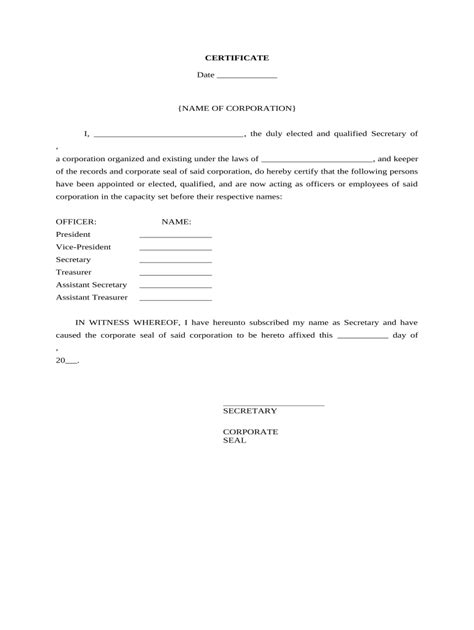 Certificate Officers Doc Template Pdffiller