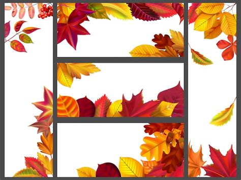 Premium Vector | Realistic autumn leaves banners. yellow garden leafage ...