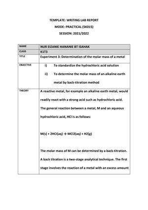 LAB Report EXP 1 SEM 1 Marked TITLE Experiment 1 Basic