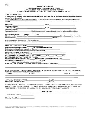 Fillable Online Application For Environmental Permit Wetland Somers