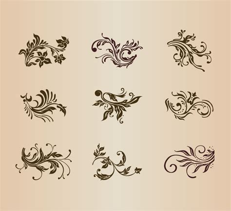 Vector Set Of Vintage Floral Ornament Elements For Design Free Vector