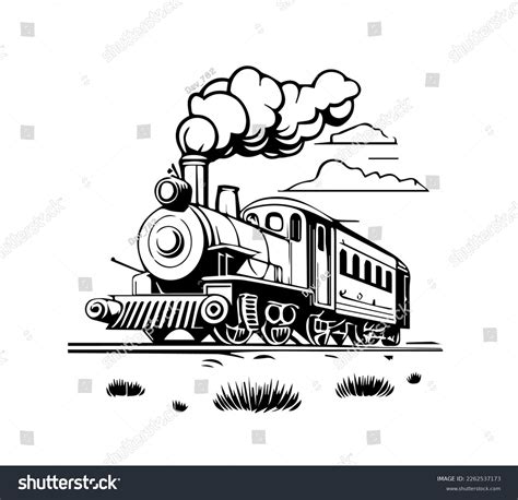 Cartoon Image Steam Locomotive Black White Stock Vector (Royalty Free) 2262537173 | Shutterstock