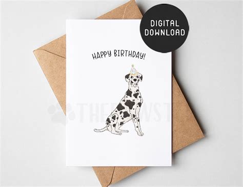 Printable Great Dane Birthday Card Happy Birthday Card From Dog Dog