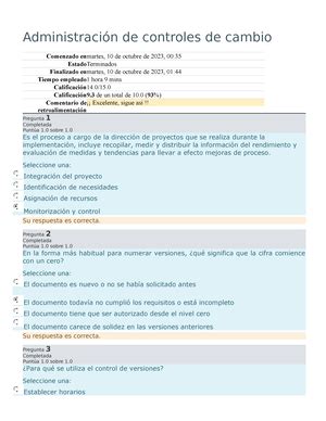 Administracion de Control de Cambios Modalidad de exámenes Semana 6