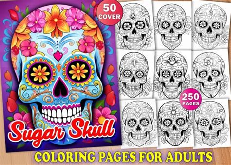 250 Sugar Skull Coloring Pages For Adult Graphic By Play Zone · Creative Fabrica