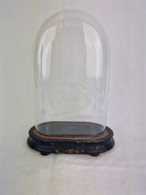 ANCIEN PETIT GLOBE De Mariée Verre Napoléon III socle Bois 17 8cm Long