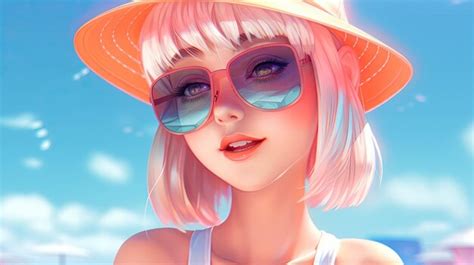 Premium Ai Image A Woman Wearing A Hat And Sunglasses