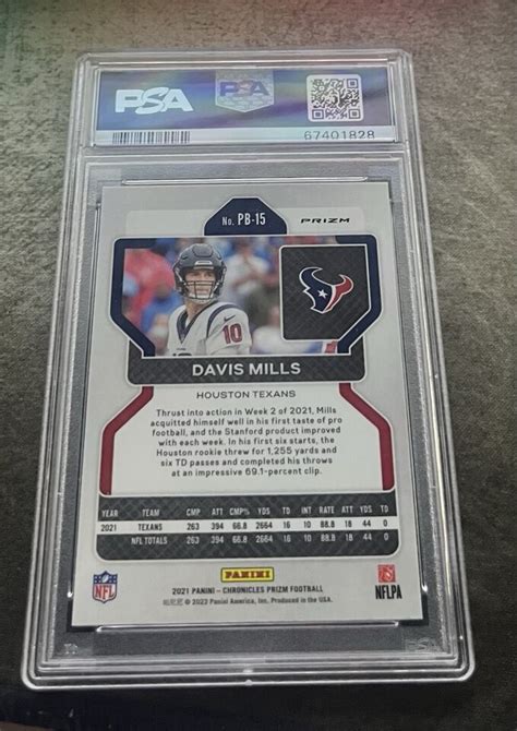 2021 PANINI CHRONICLES PRIZM BLACK SILVER PB 15 DAVIS MILLS ROOKIE RC