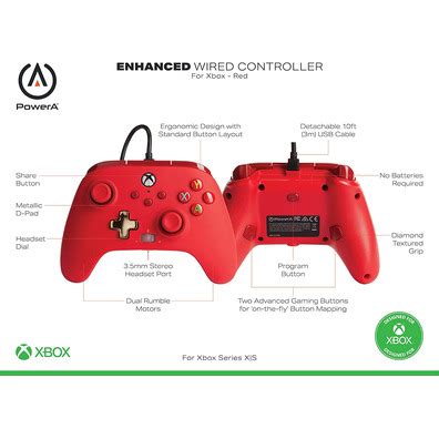 Power A Enhanced Wired Controller Red Xbox Series X S