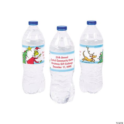 Personalized Dr Seuss™ The Grinch Water Bottle Labels Oriental Trading