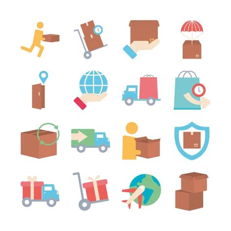 Airplane And Delivery Icon Set Block Style Stock Vector Image By Vec