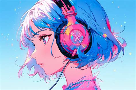 Premium Photo Beautiful Anime Girl Listening To Lofi Hip Hop Music