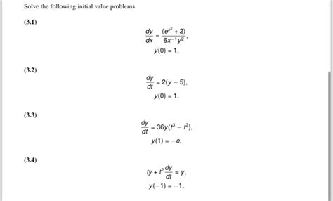 Solved Solve The Following Initial Value Chegg