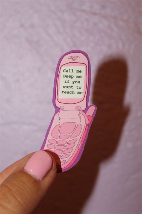 Call Me Beep Me If You Wanna Reach Me Sticker Pink Flip Phone Sticker