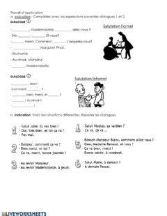 Les salutations Identification écrite worksheet Clases de francés