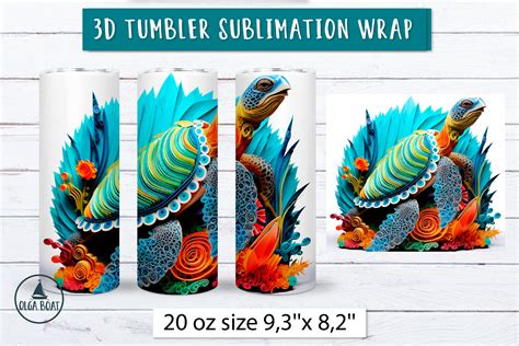 3d Sublimation Tumbler Wrap Sea Turtle Graphic By Olga Boat Design