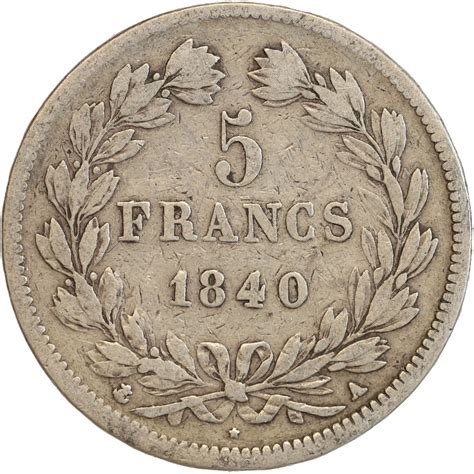 Francs Louis Philippe Ier T Te Laur E Tranche En Relief Monnaies Ar