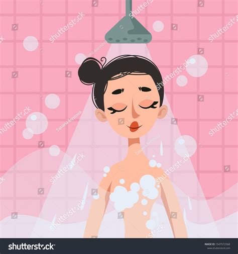 Beautiful Fashionable Girl Standing Shower Under Stock Vector Royalty