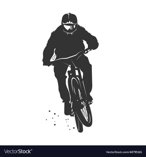 Mountain Biker Front View Mtb Enduro Downhill Vector Image