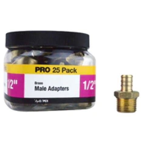 Apollo 1 2 In Brass PEX B Barb X Male Pipe Thread Adapter Pro Pack 25