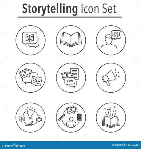 Storytelling Icon Set With Speech Bubbles Vector Illustration