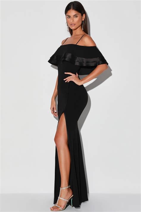 Lovely Black Dress Off The Shoulder Dress Mermaid Maxi Dress Lulus