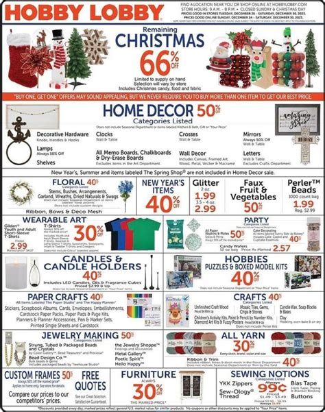 Hobby Lobby Weekly Ad Dec Dec