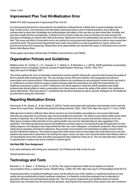 SOLUTION Nurs Fpx 4020 Assessment 4 Improvement Plan Tool Kit Studypool