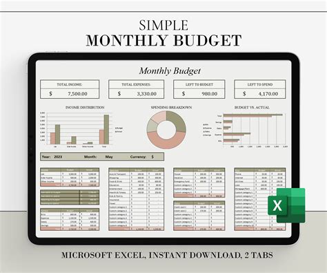 Excel budget template simple monthly budget finance tracker excel ...