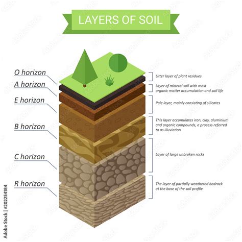 Vettoriale Stock Vector Soil Layers Isometric Diagram Underground Soil