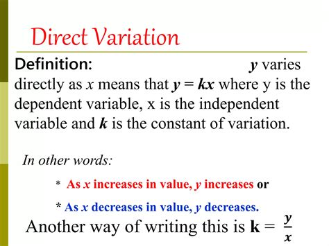 Direct Variation Grade9 Module 3 By Mr Joel Garcia Ppt