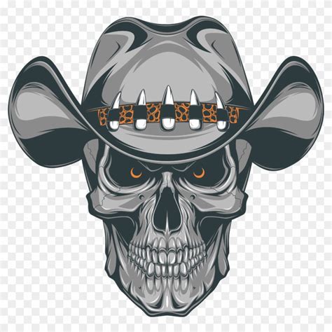 Old School Skull Cowboy - Cowboy Skull Tattoo Designs - Free Transparent PNG Clipart Images Download