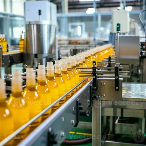 Drink Factory Production Line Fruit Juice Beverage Product At Conveyor