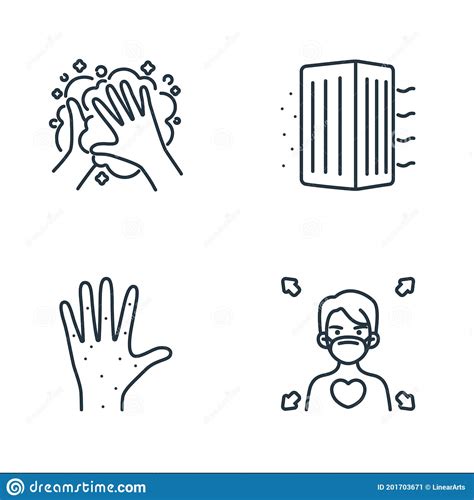 Air Pollution Line Icons Linear Set Stock Vector Illustration Of Rash Washing 201703671