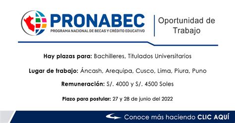 CONVOCATORIA PRONABEC CAS 6 Plazas Administración Ciencias de la