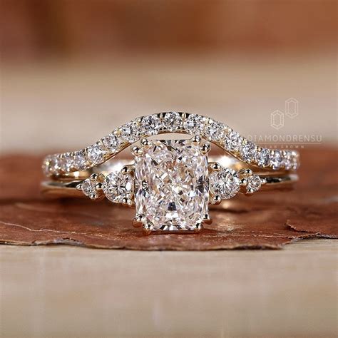 Lab Grown Diamond Bridal Wedding Set 1 To 2 CT Radiant Cut Lab Grown