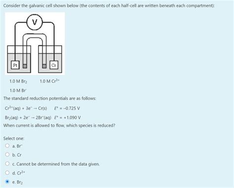 Solved Consider The Galvanic Cell Shown Below The Contents Chegg