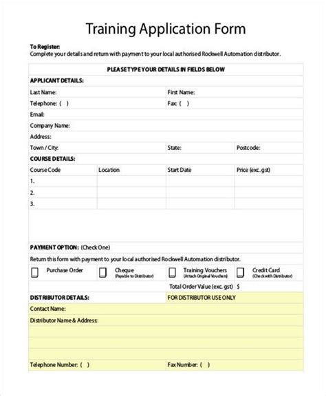 FREE 7 Sample Training Application Forms In PDF MS Word