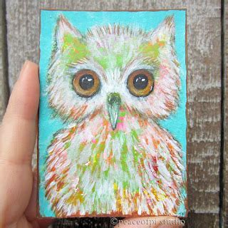 Peaceofpi Studio Folk Art Owl Acrylic Paintings