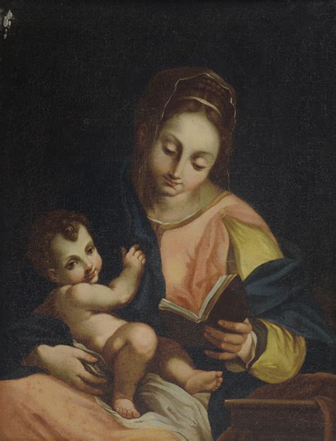 SCUOLA EMILIANA DEL XVIII SECOLO Madonna Che Legge Con Bambino Olio Su