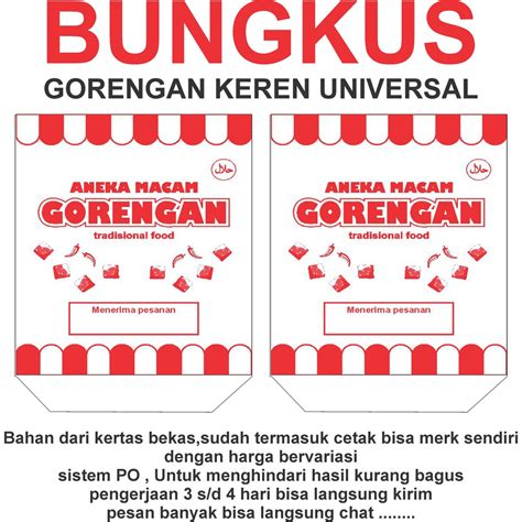 Jual Kertas Gorengan Keren Universal Pembungkus Makanan Bungkus Makanan