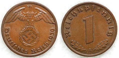 1939 A Germany 1 Reichspfennig Berlin Mint UNC European Coins